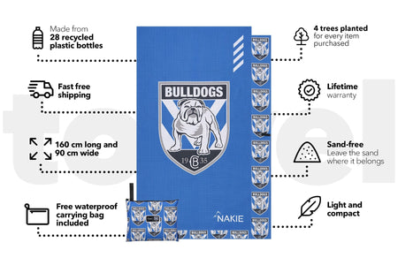 Bulldogs - NRL Recycled Sand Free Beach Towel