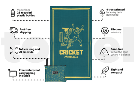 Cricket Australia - Recycled Sand Free Beach Towel