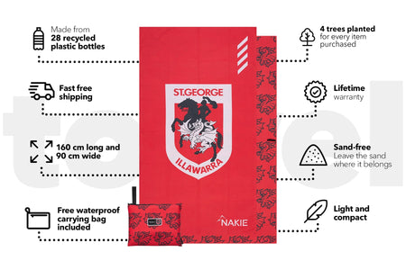 Dragons - NRL Recycled Sand Free Beach Towel