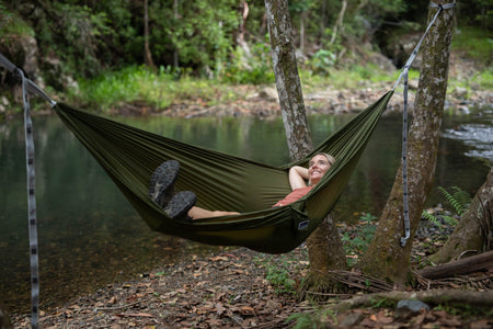 Olive - Ultra Light Recycled Hammock with Straps