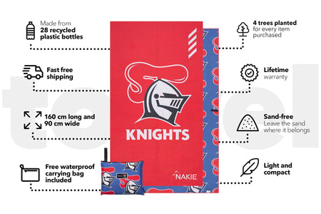 Knights - NRL Recycled Sand Free Beach Towel
