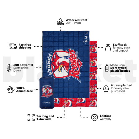 Nrl Material Roosters - NRL Sustainable Down Puffy Blanket | Made From 100% Recycled ...