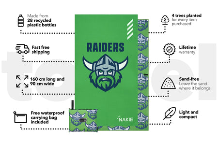 Raiders - NRL Recycled Sand Free Beach Towel