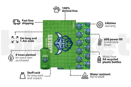 Raiders - NRL Sustainable Down Puffy Blanket