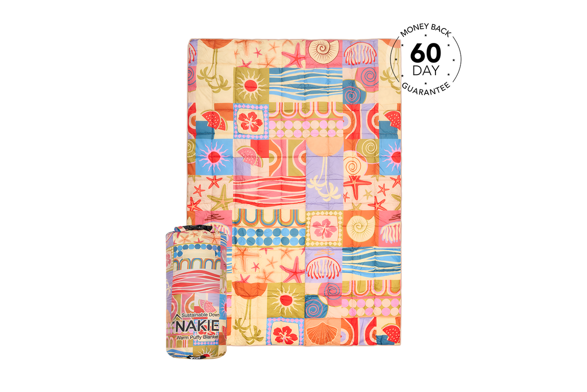 Retro Shores - Sustainable Down Puffy Blanket