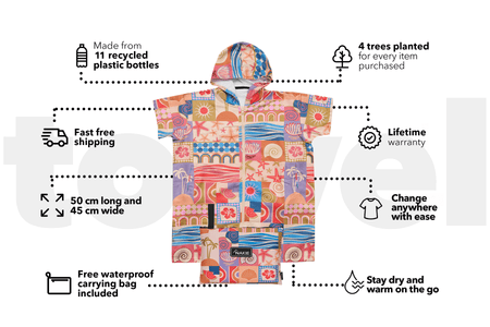 Retro Shores - Kids Hooded Towel Recycled Sand Free