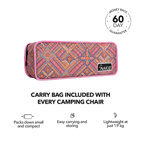 Rosy Tides carry bag included with every camping chair