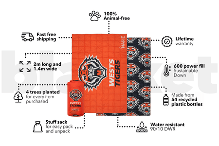 Tigers - NRL Sustainable Down Puffy Blanket