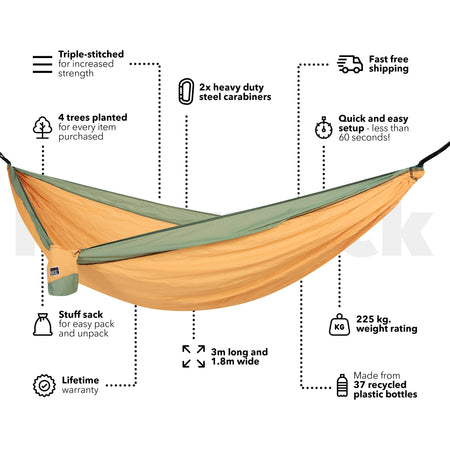 Golden Mango - Recycled Hammock with Straps